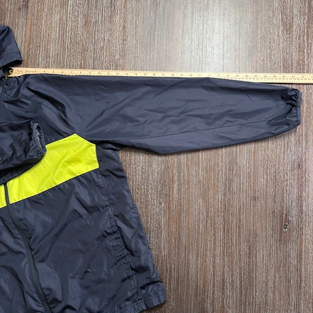 Starter Windbreaker Jacket Mens L Greystone 1/4‎ Zip Neon Yellow Hooded